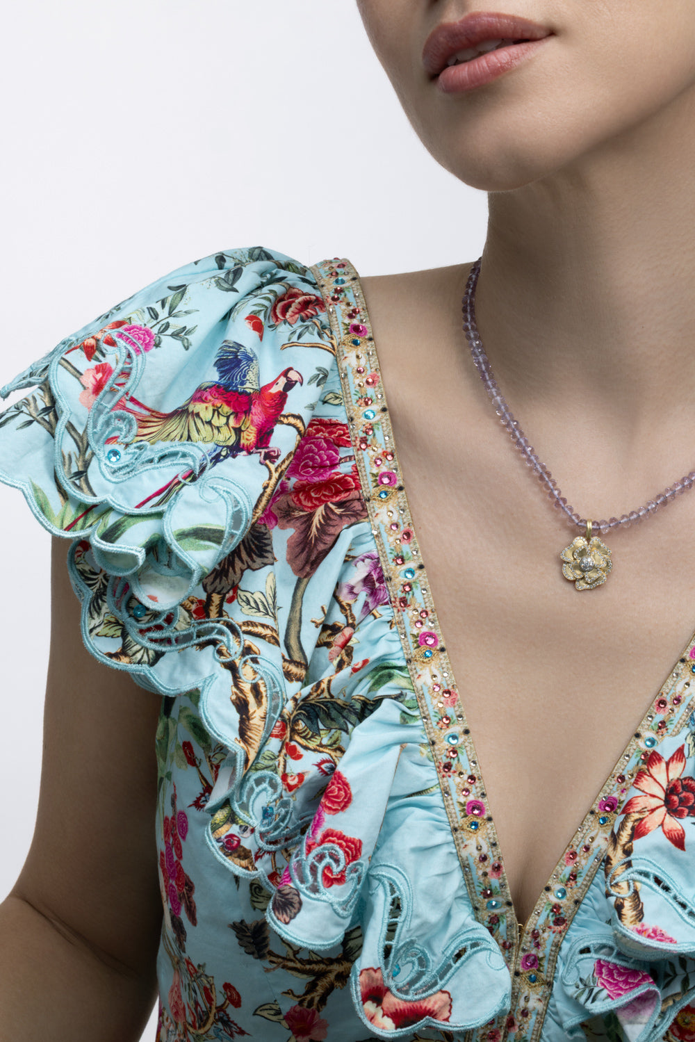 Amethyst Rose Of France Beaded Candy Necklace