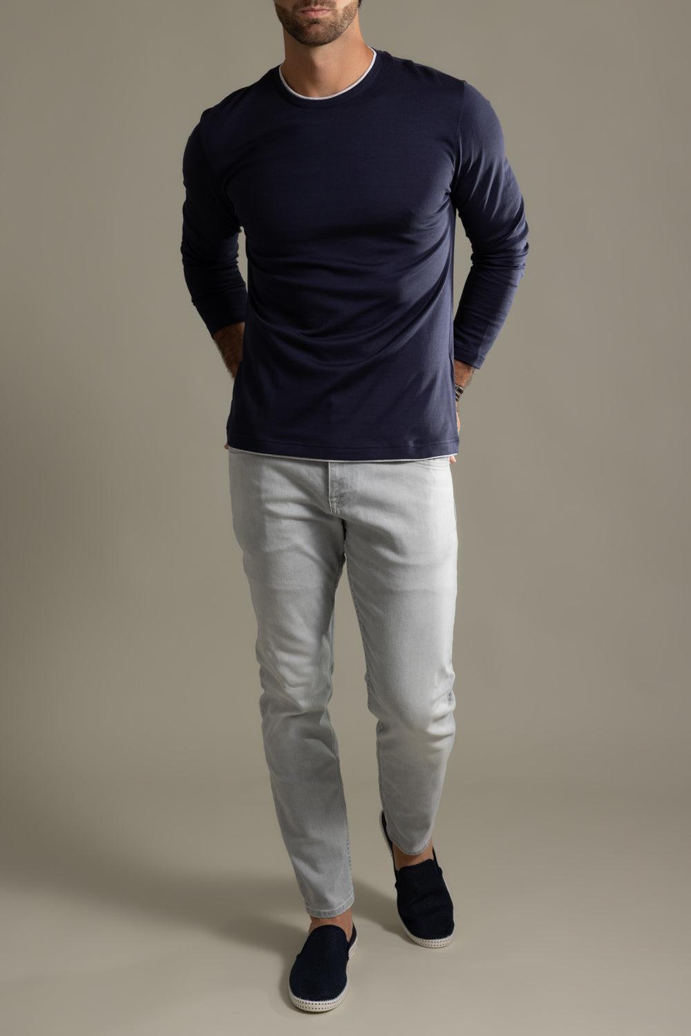 Crewneck Long Sleeve - Blue Light Gray-NVLTGREY-S-MENSCLOTHINGSHIRT-ELEVENTY