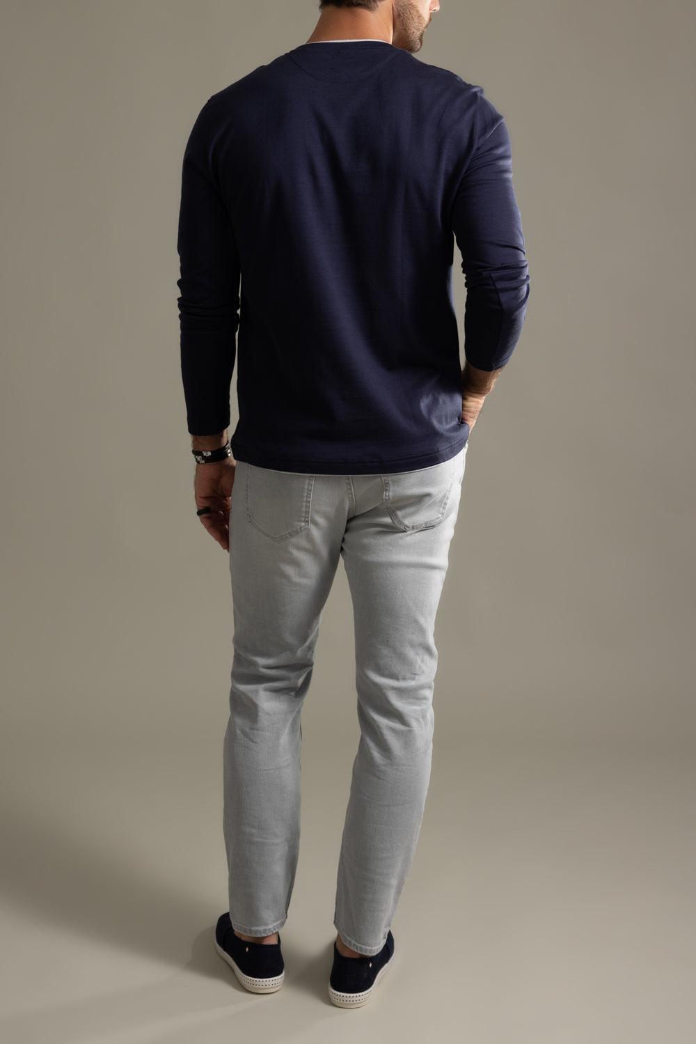 Crewneck Long Sleeve - Blue Light Gray-NVLTGREY-S-MENSCLOTHINGSHIRT-ELEVENTY