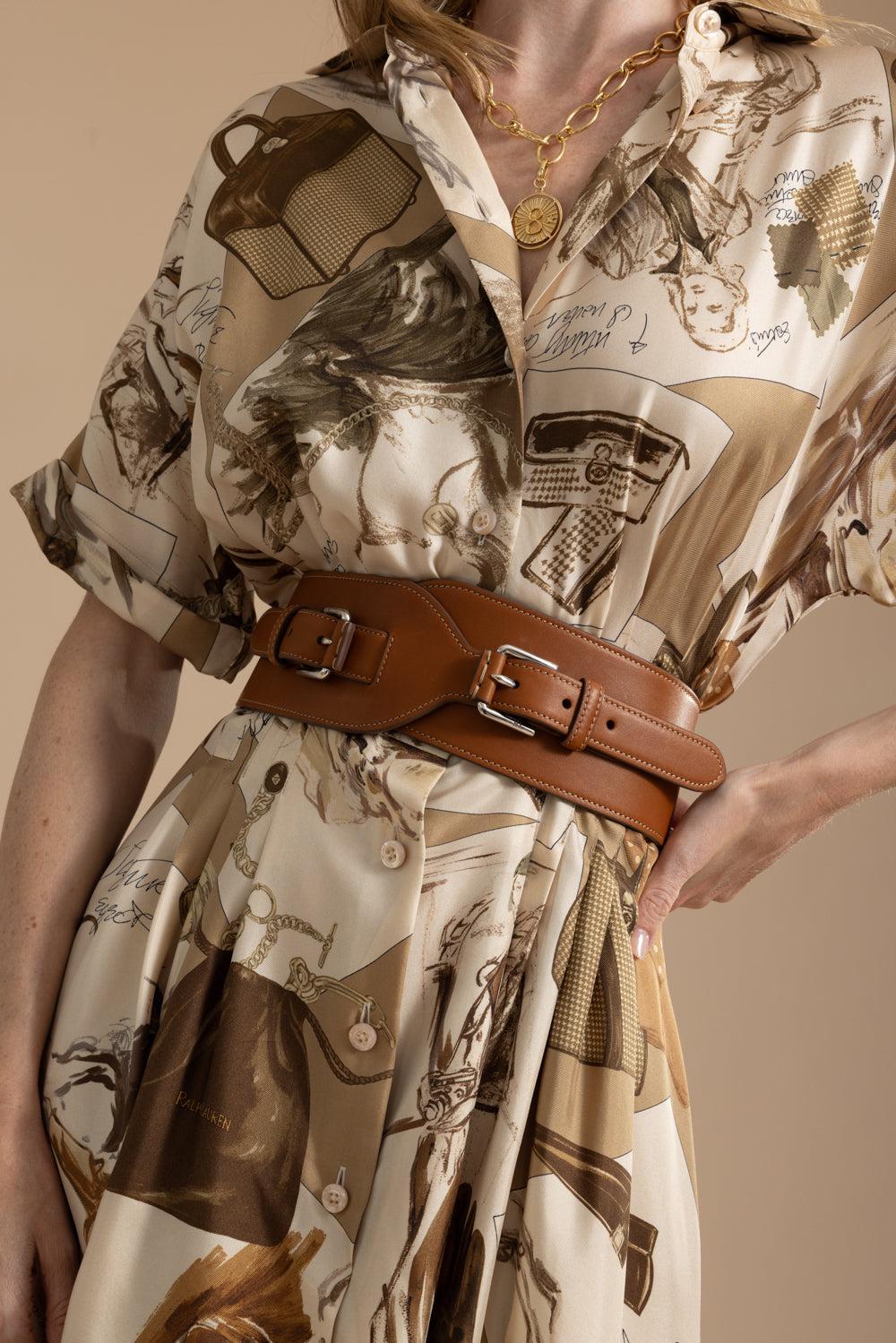 Double-Buckle Wide Waist Belt-RL GOLD-S-ACCESSORIEBELTS-RALPH LAUREN