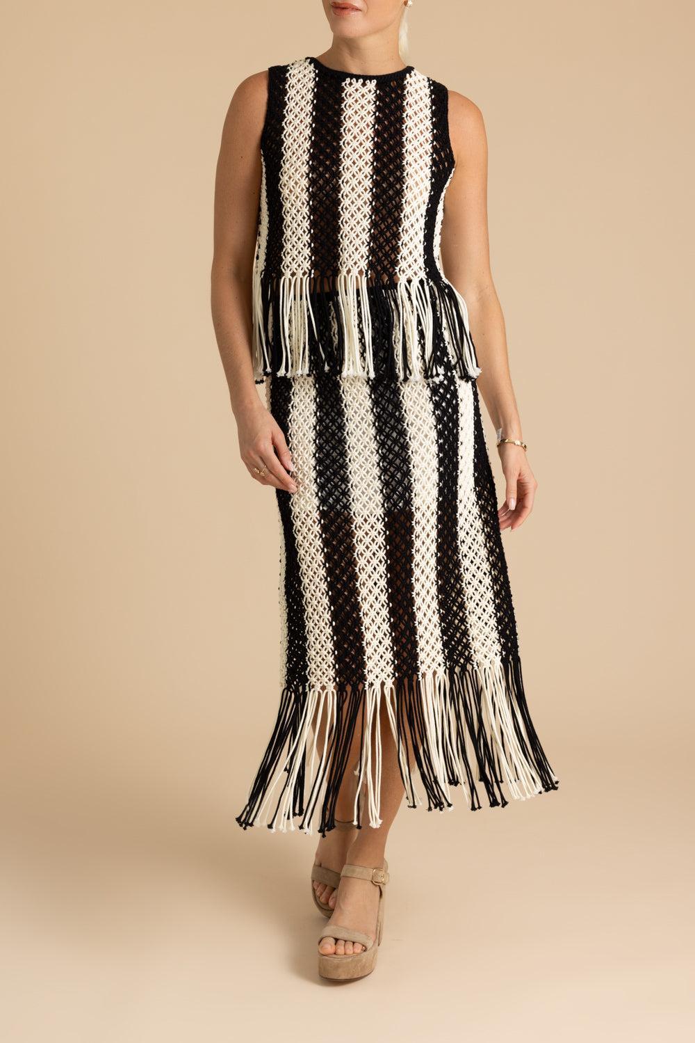 Wanderlust Macrame Maxi Skirt-STRIPE-0-CLOTHINGSKIRTMAXI-ZIMMERMANN