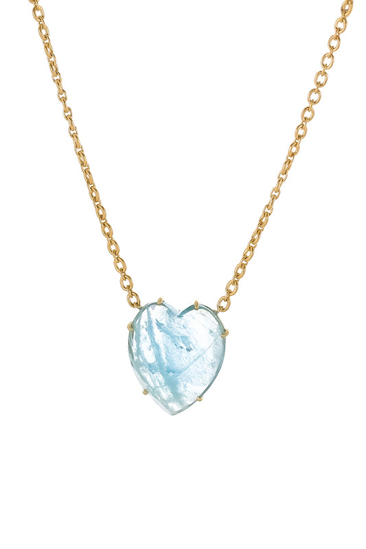 Aquamarine Love Pendant Necklace-YELLOW GOLD-16-JEWELRYFINE JEWELNECKLACE O-IRENE NEUWIRTH JEWELRY