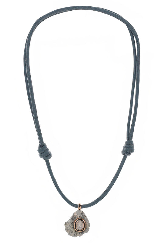 Diamond Cat Paw Shell Blue Necklace
