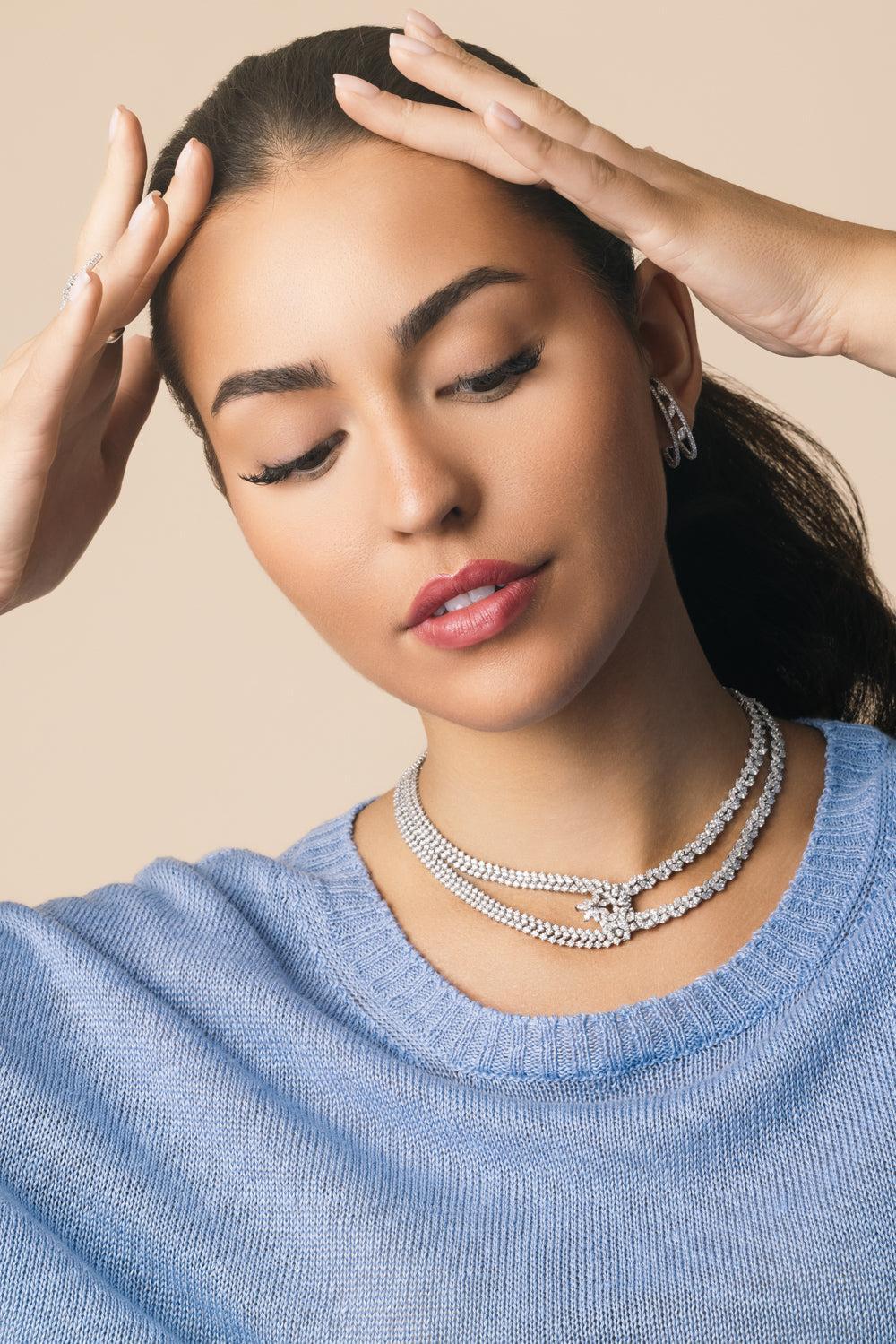 Diamond Intertwine Y-Couture Necklace-WHITE GOLD-JEWELRYFINE JEWELNECKLACE O-YEPREM JEWELLERY