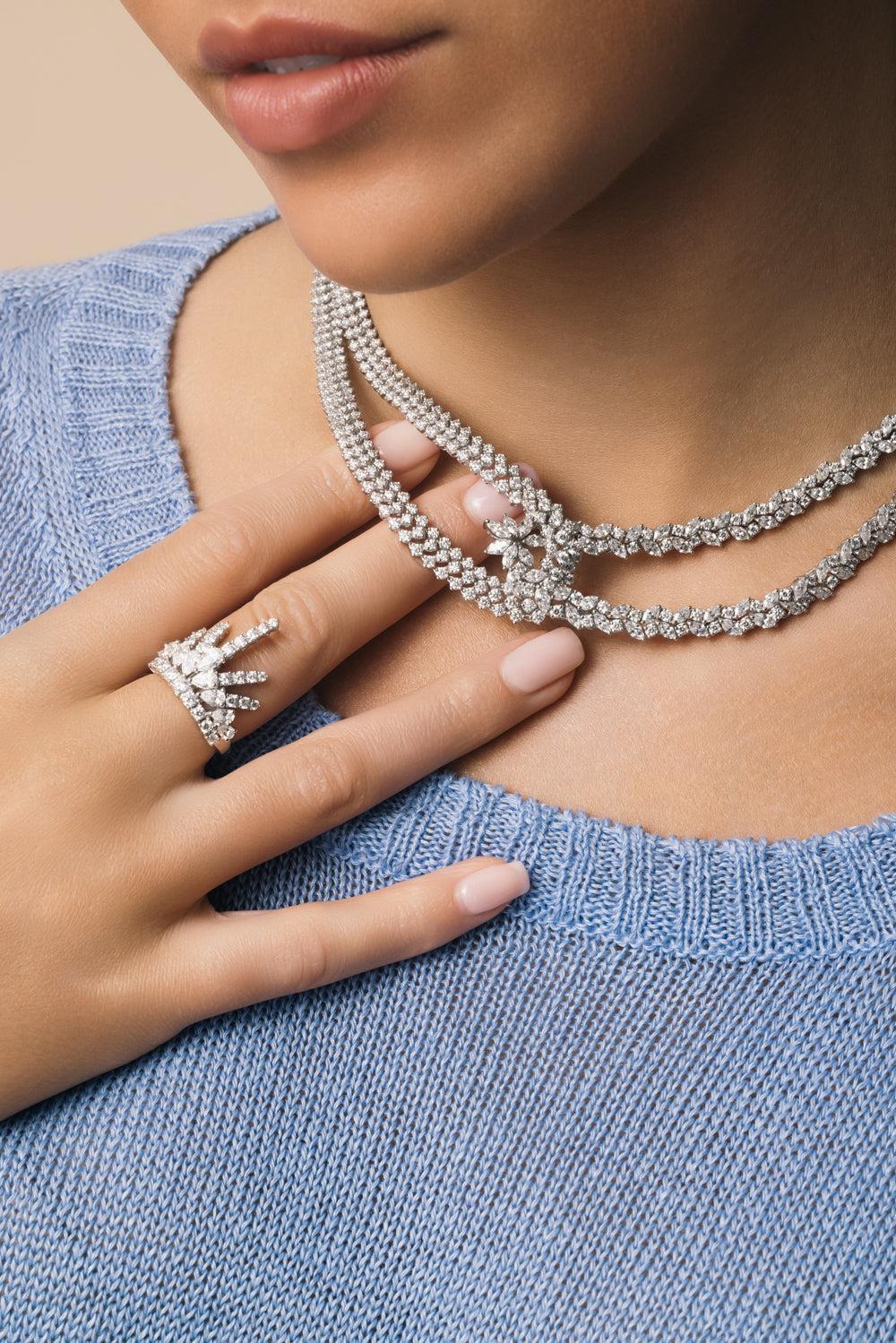 Diamond Intertwine Y-Couture Necklace-WHITE GOLD-JEWELRYFINE JEWELNECKLACE O-YEPREM JEWELLERY