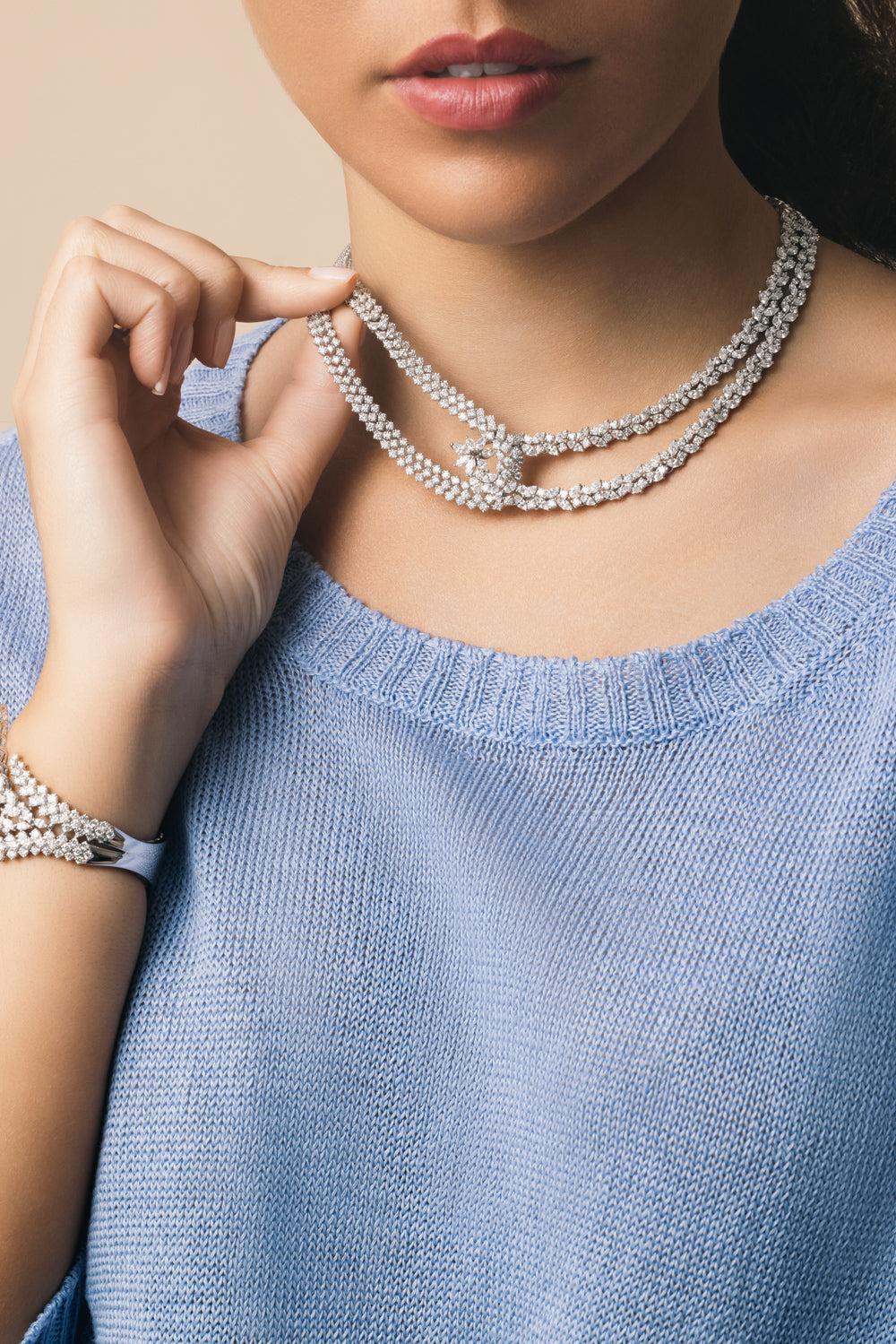 Diamond Intertwine Y-Couture Necklace-WHITE GOLD-JEWELRYFINE JEWELNECKLACE O-YEPREM JEWELLERY