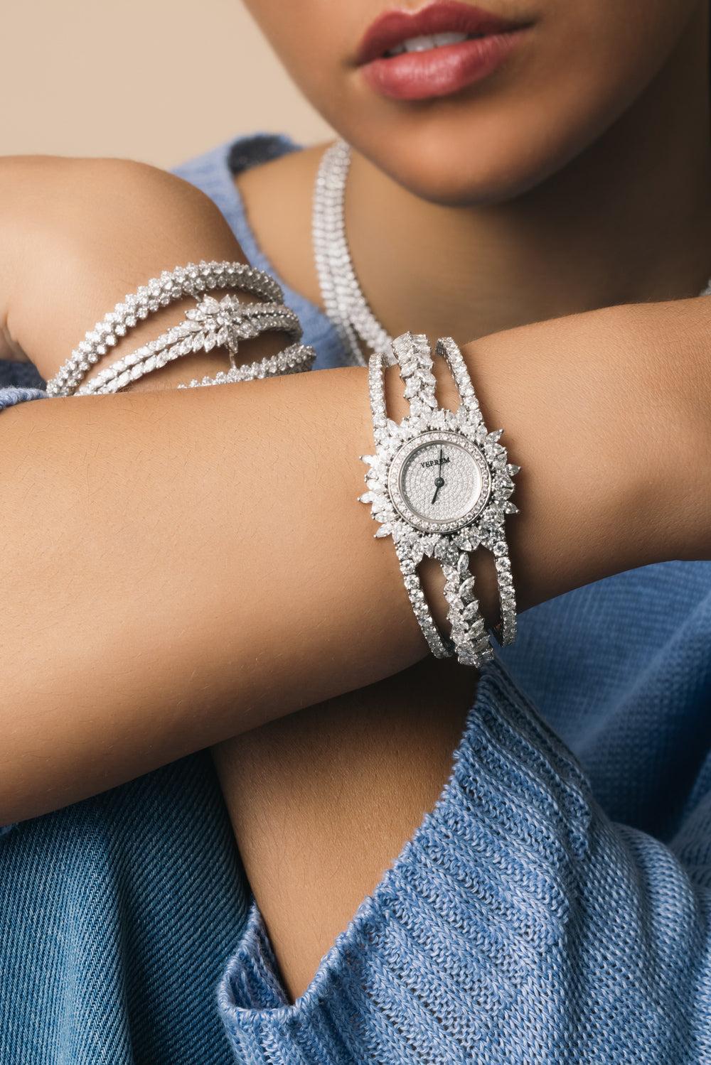 Diamond Three Band Y-Momento Watch-WHITE GOLD-ACCESSORIEWATCHES-YEPREM JEWELLERY