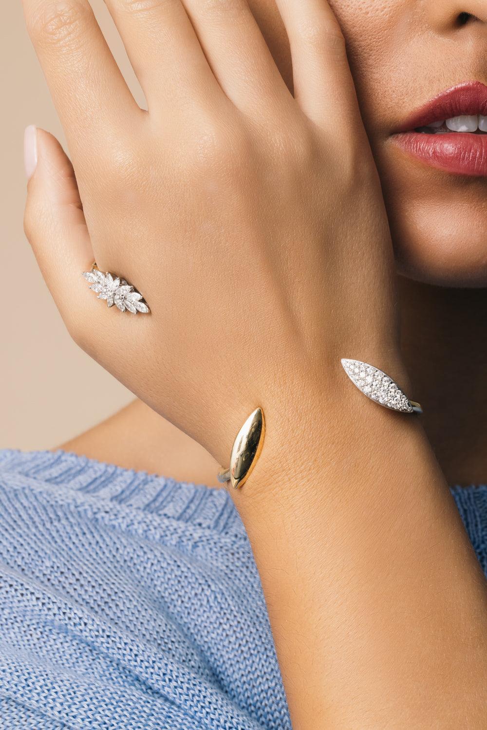 Diamond Statement Golden Strada Hand Bracelet-YELLOW GOLD-JEWELRYFINE JEWELBRACELET O-YEPREM JEWELLERY