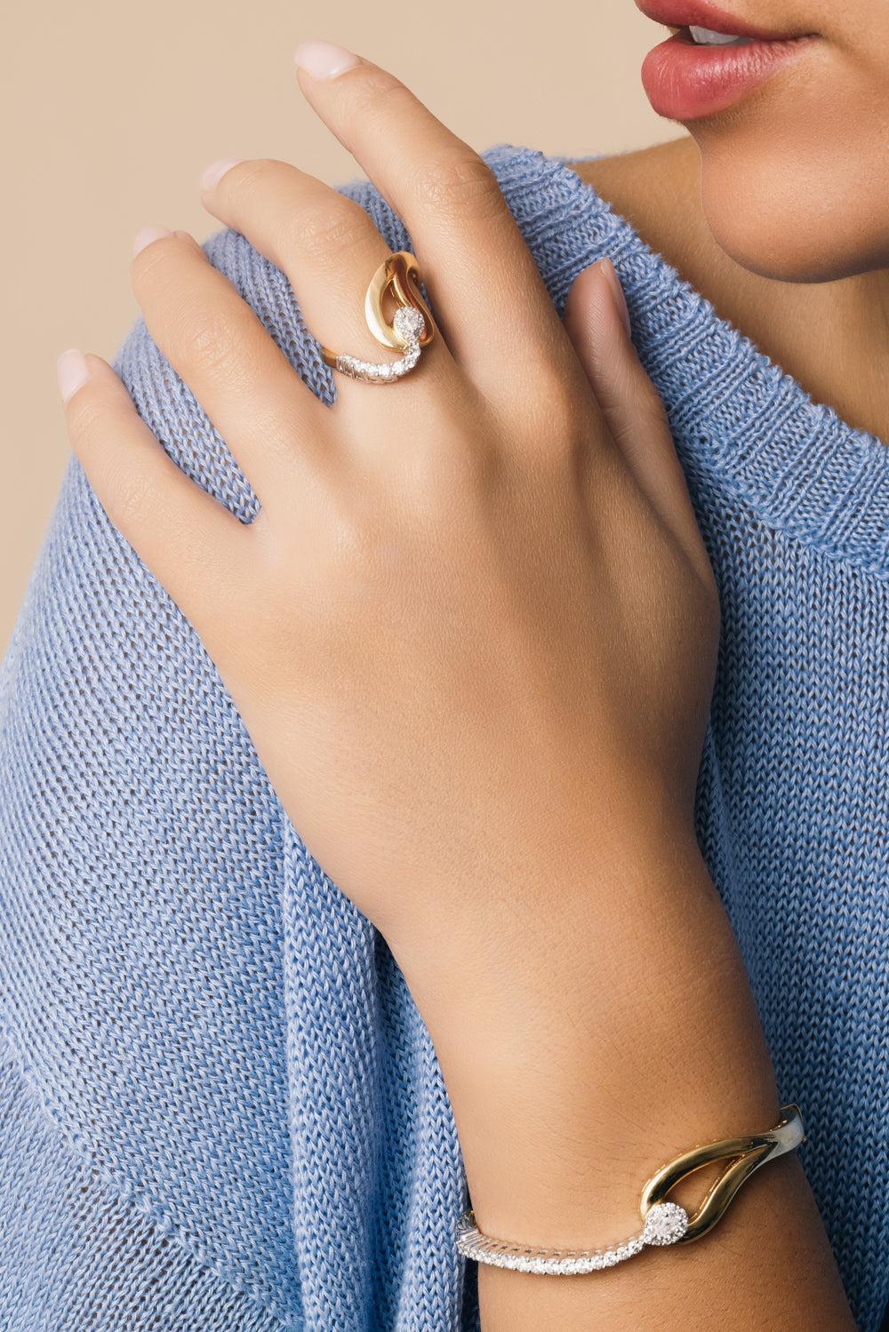 Diamond Loop Golden Strada Ring-YELLOW GOLD-6.75-JEWELRYFINE JEWELRING-YEPREM JEWELLERY