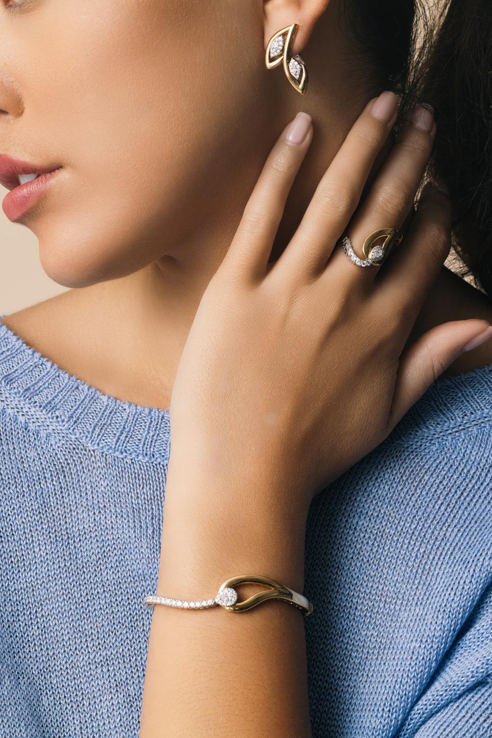 Diamond Loop Golden Strada Ring-YELLOW GOLD-6.75-JEWELRYFINE JEWELRING-YEPREM JEWELLERY