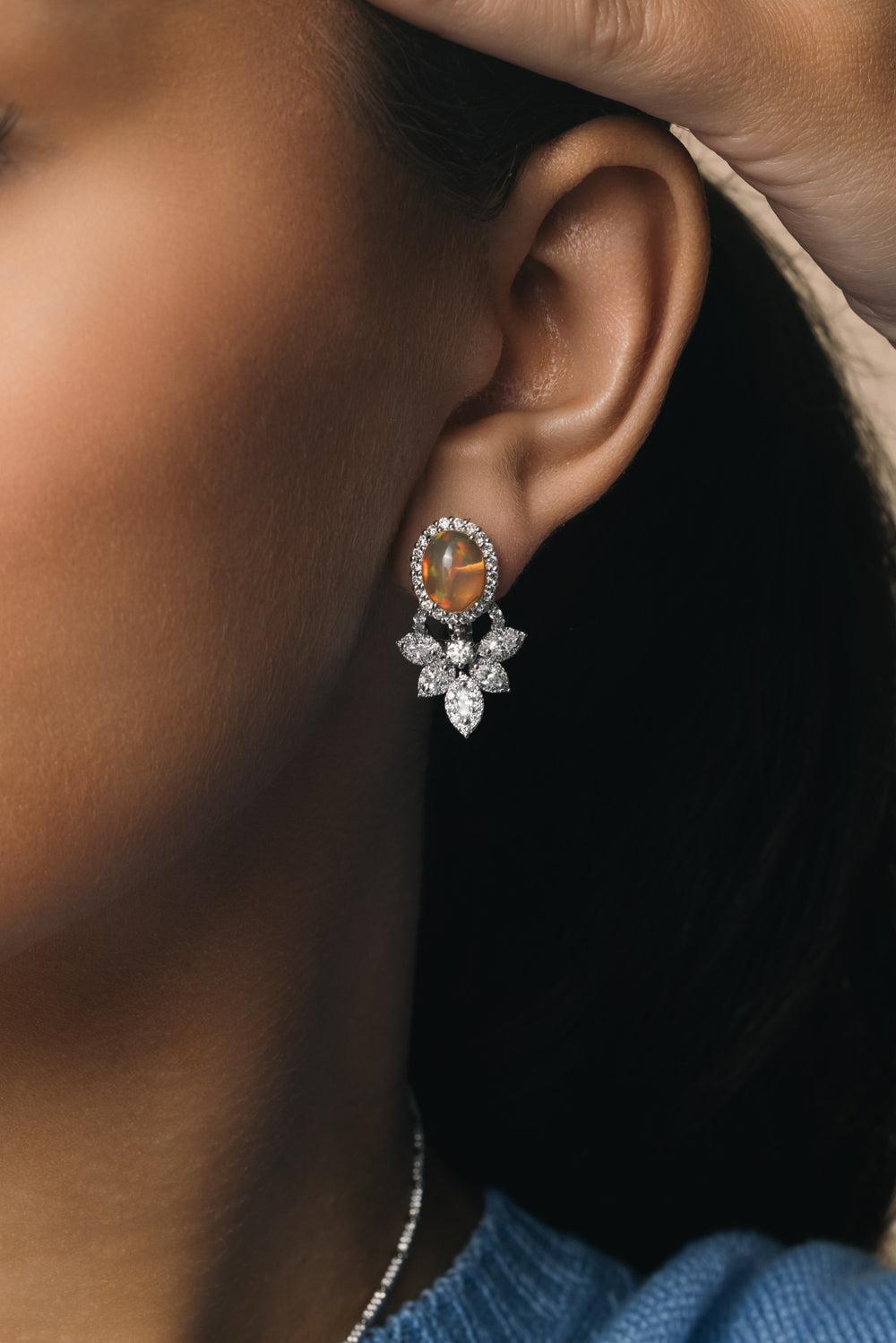 Opal and Diamond Earrings-WHITE GOLD-JEWELRYFINE JEWELEARRING-YEPREM JEWELLERY