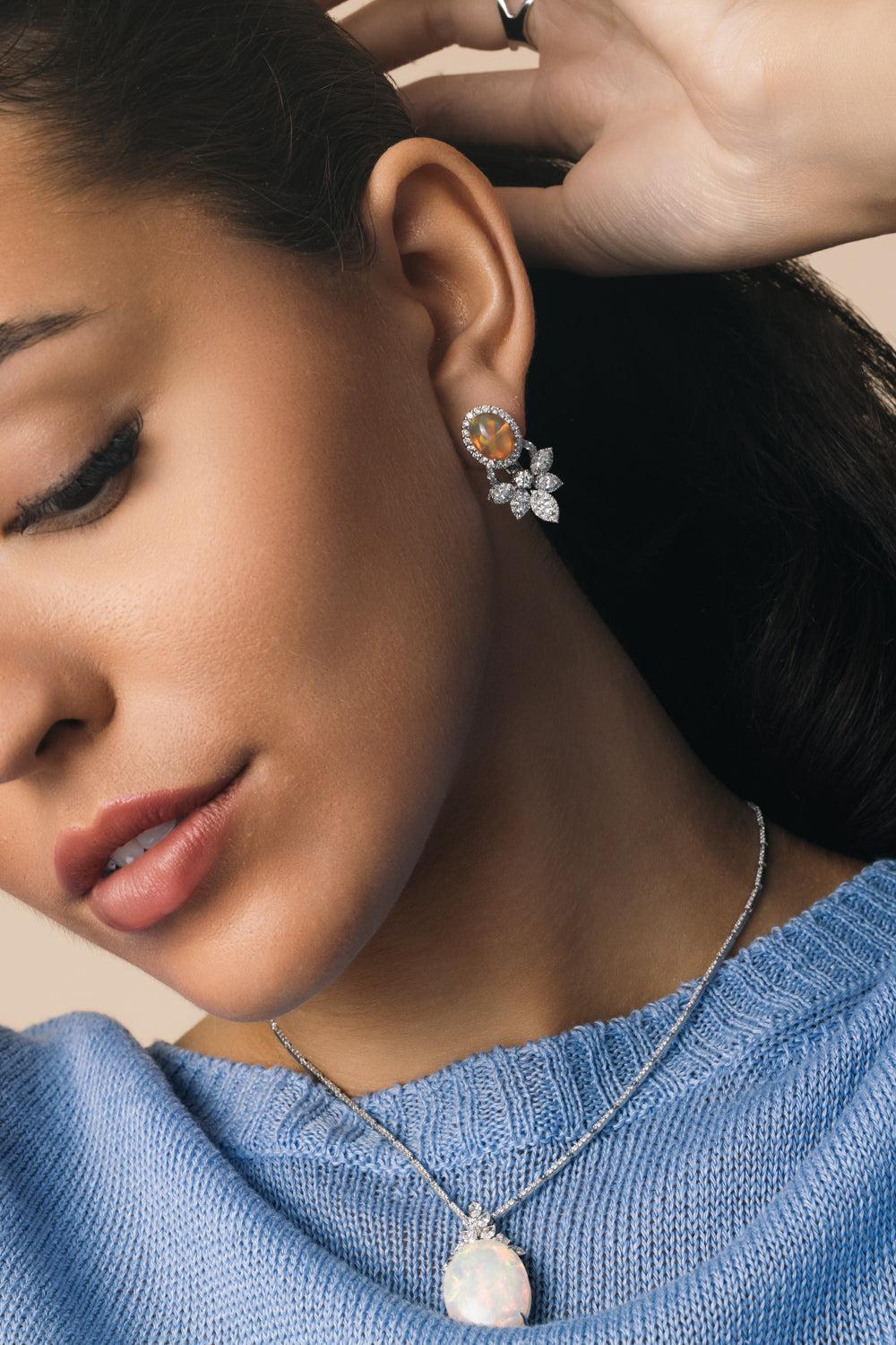Opal and Diamond Earrings-WHITE GOLD-JEWELRYFINE JEWELEARRING-YEPREM JEWELLERY