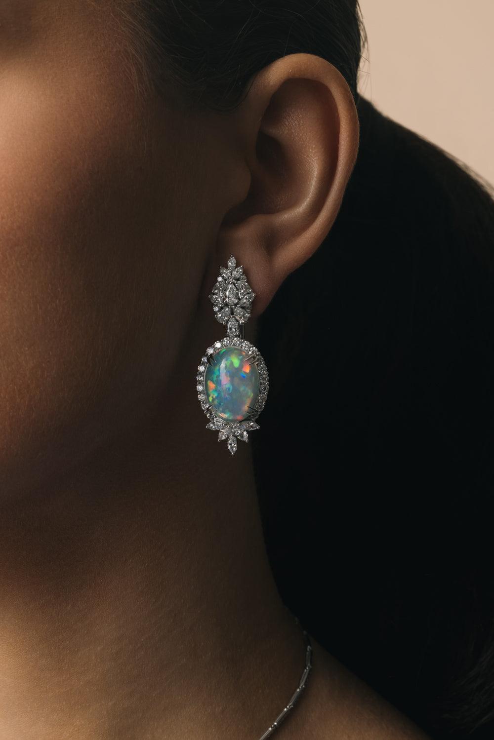 Opal Marquise Diamond Drop Reign Earrings-WHITE GOLD-JEWELRYFINE JEWELEARRING-YEPREM JEWELLERY