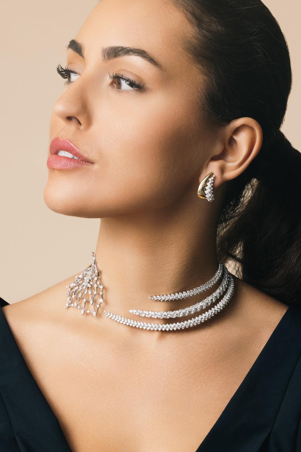 Diamond Round Earrings-YELLOW GOLD-JEWELRYFINE JEWELEARRING-YEPREM JEWELLERY