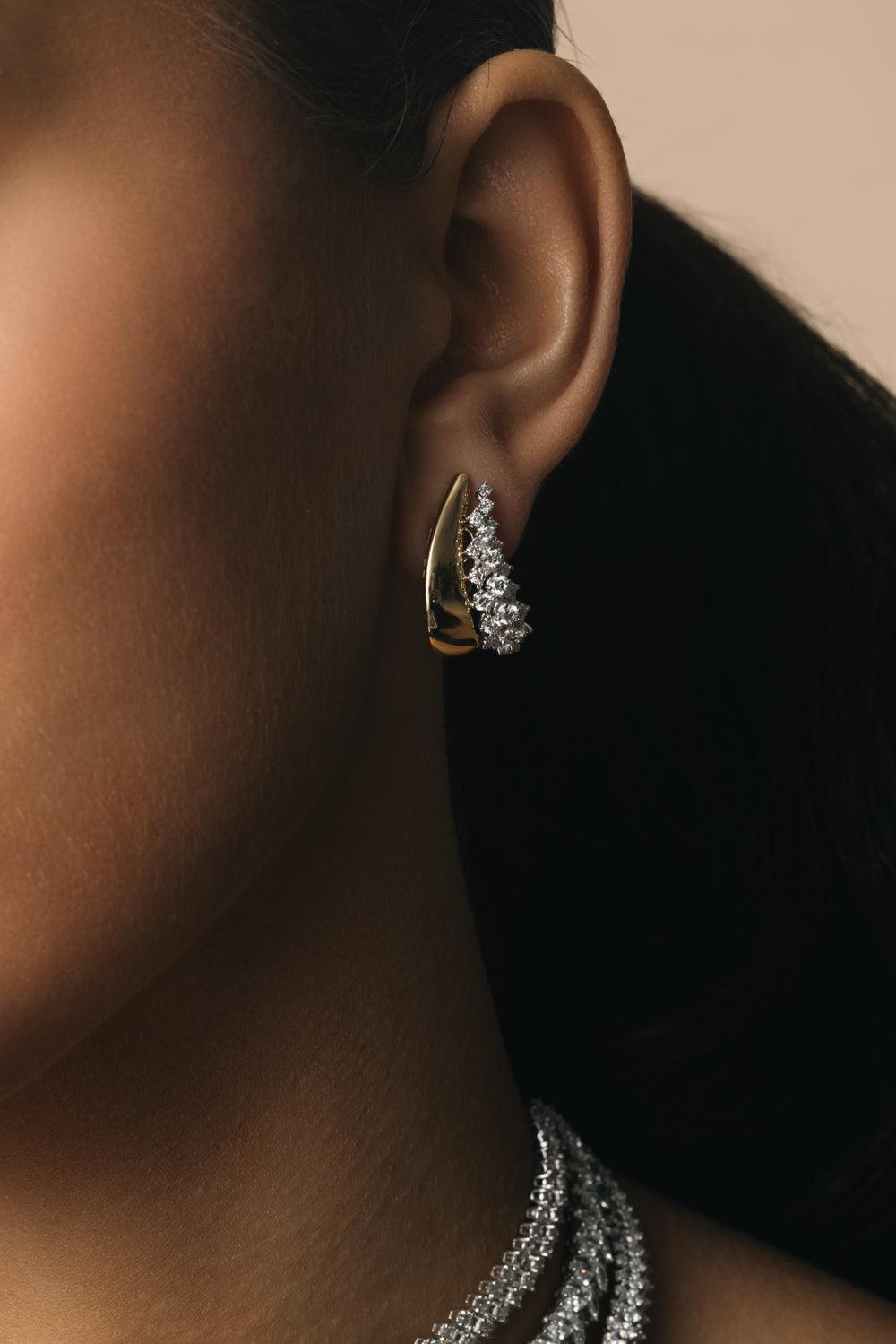 Diamond Round Earrings-YELLOW GOLD-JEWELRYFINE JEWELEARRING-YEPREM JEWELLERY