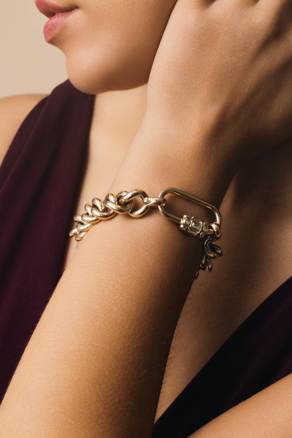 Half And Half Mega Curb Chain Bracelet-ROSE GOLD-6.5-JEWELRYFINE JEWELBRACELET O-MARLA AARON