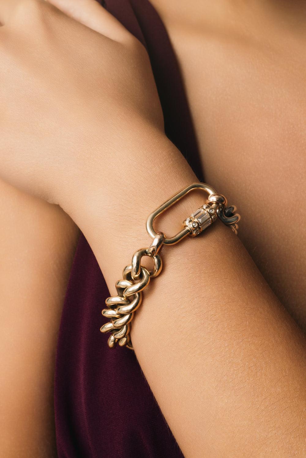 Half And Half Mega Curb Chain Bracelet-ROSE GOLD-6.5-JEWELRYFINE JEWELBRACELET O-MARLA AARON