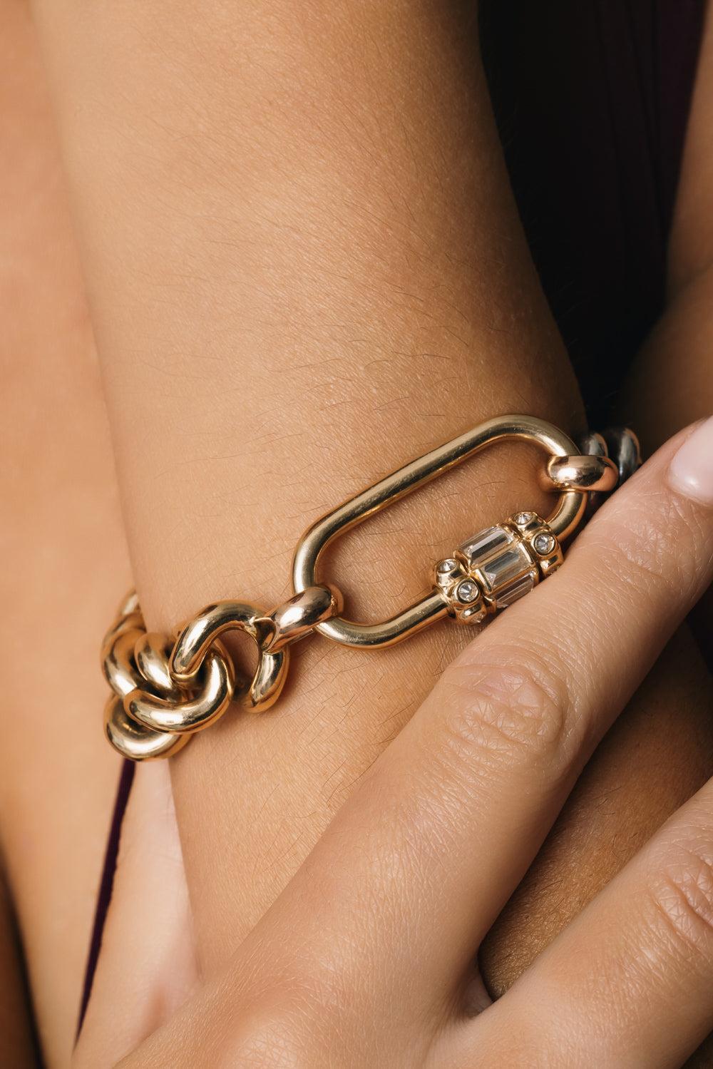Half And Half Mega Curb Chain Bracelet-ROSE GOLD-6.5-JEWELRYFINE JEWELBRACELET O-MARLA AARON