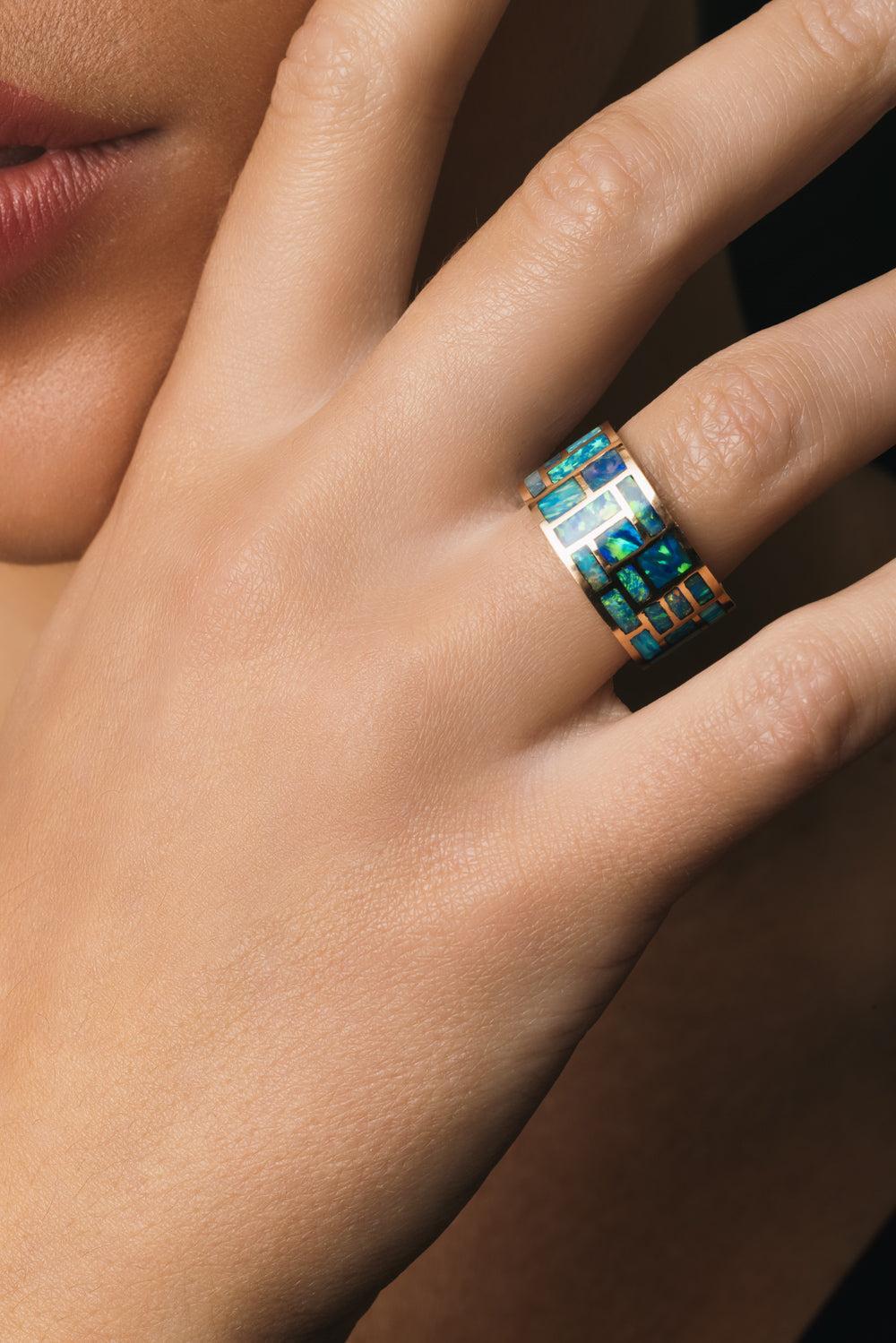 Opal All Inlay Ring-ROSE GOLD-7.5-JEWELRYFINE JEWELRING-MARLA AARON