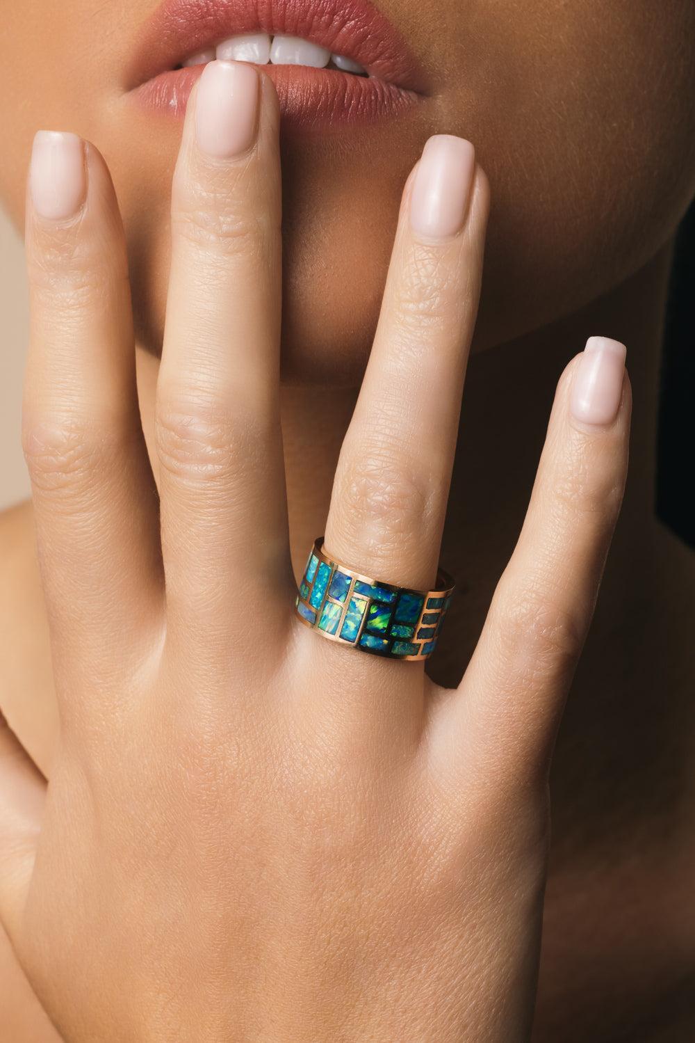 Opal All Inlay Ring-ROSE GOLD-7.5-JEWELRYFINE JEWELRING-MARLA AARON