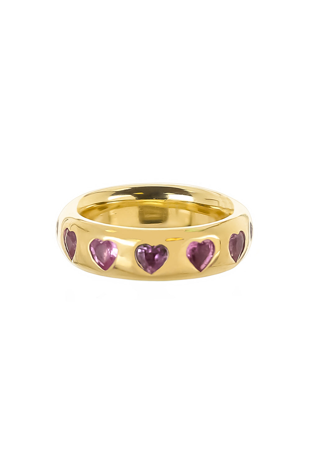  Diamond Pink Sapphire Heart Gypsy Band Ring-YELLOW GOLD-6.75-JEWELRYFINE JEWELRING-JENNA BLAKE 