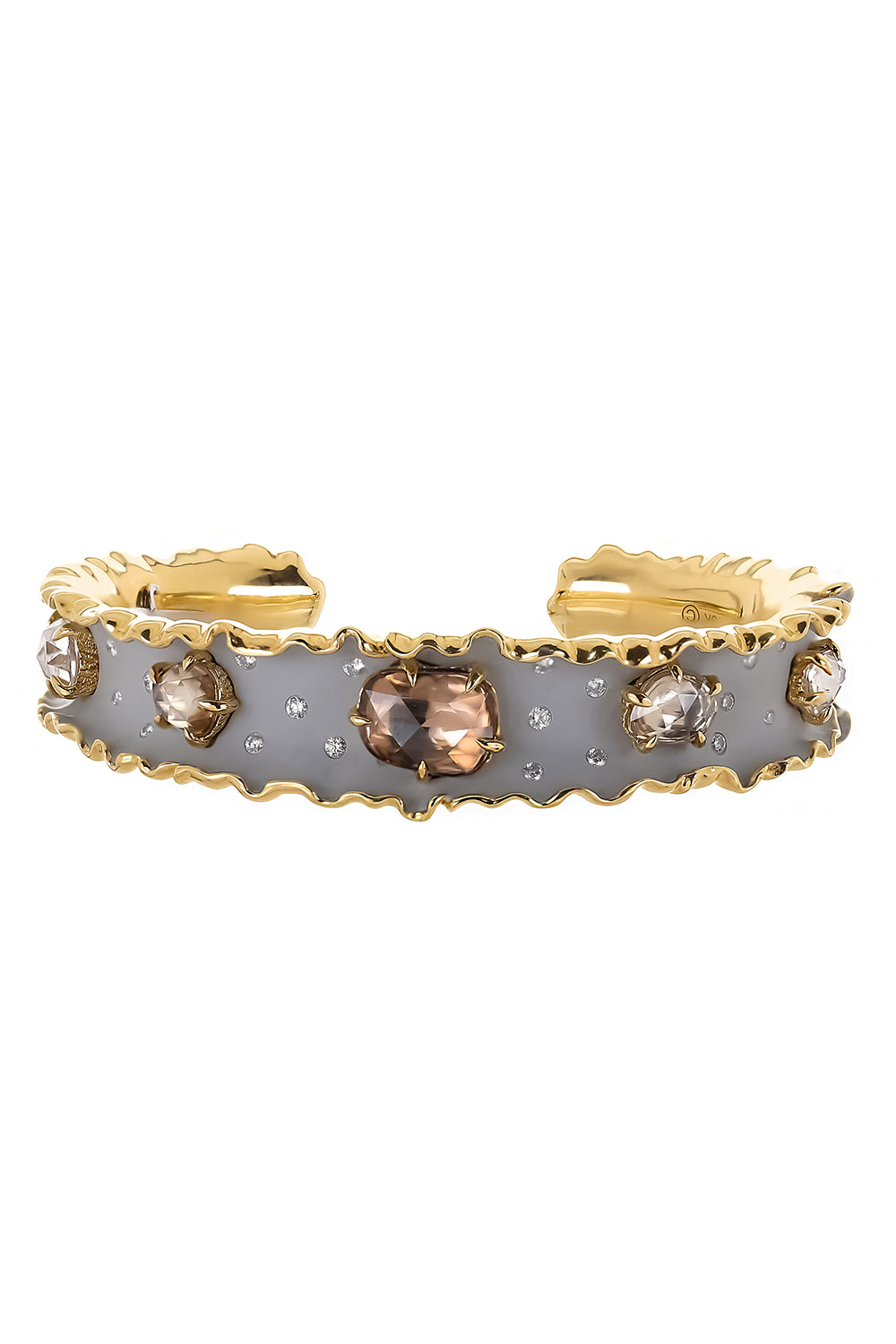 Brown Zircon Diamond Ruffle Cuff Bracelet