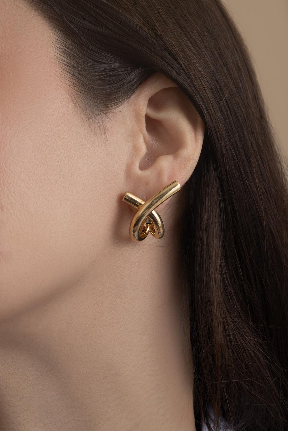 Big Cross Loop Earrings-YELLOW GOLD-JEWELRYFINE JEWELEARRING-ENGELBERT 1920