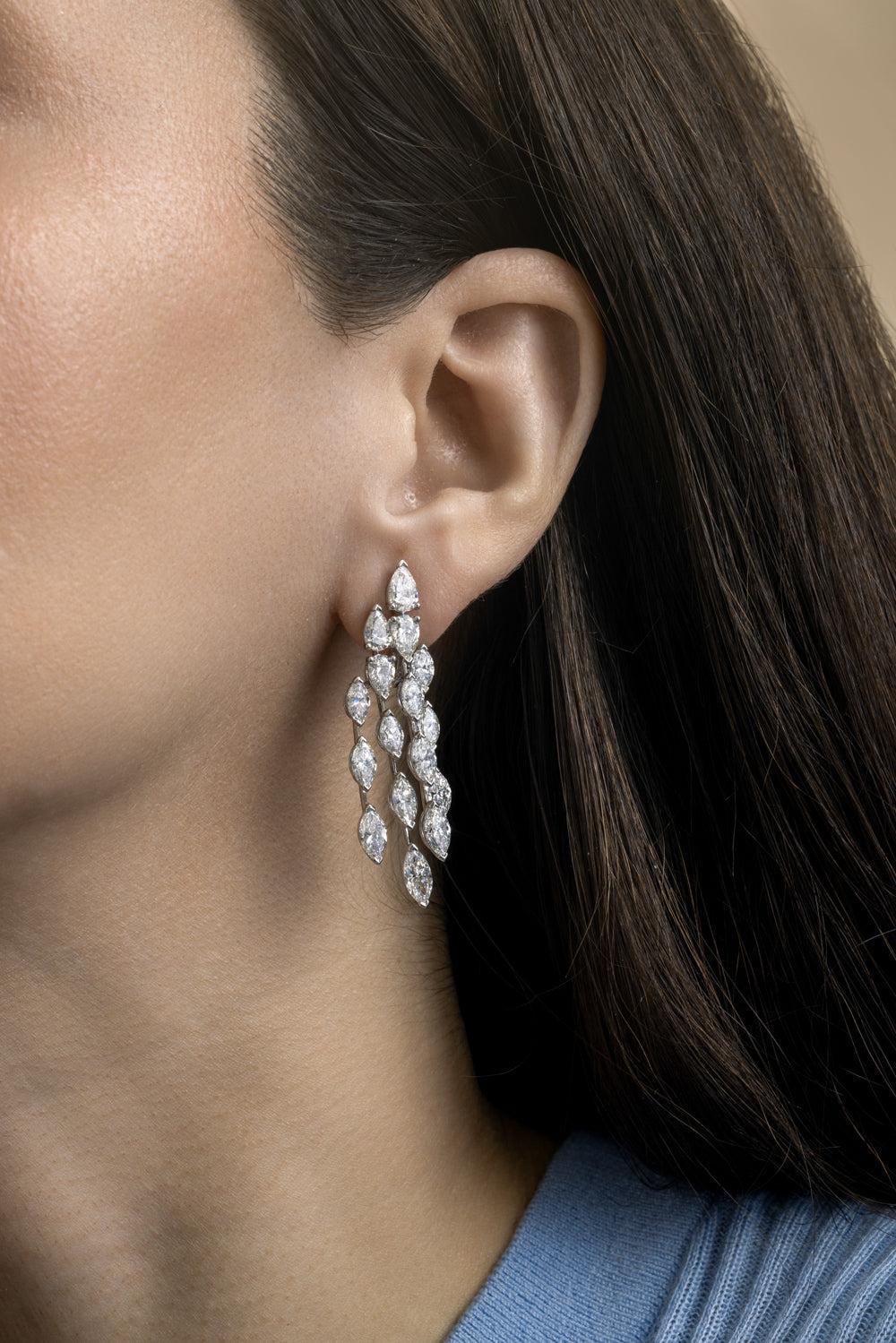 Raindrop Diamond Earrings-WHITE GOLD-JEWELRYFINE JEWELEARRING-ARZANO