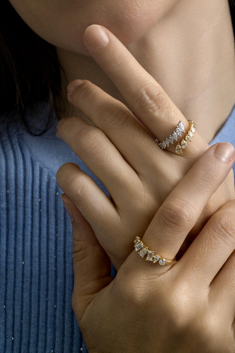 Teardrop Diamond Open Ring-WHITE GOLD-6.5-JEWELRYFINE JEWELRING-ARZANO