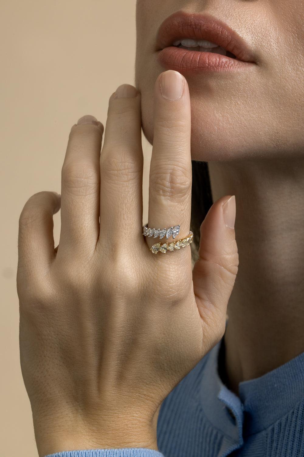 Teardrop Diamond Open Ring-WHITE GOLD-6.5-JEWELRYFINE JEWELRING-ARZANO