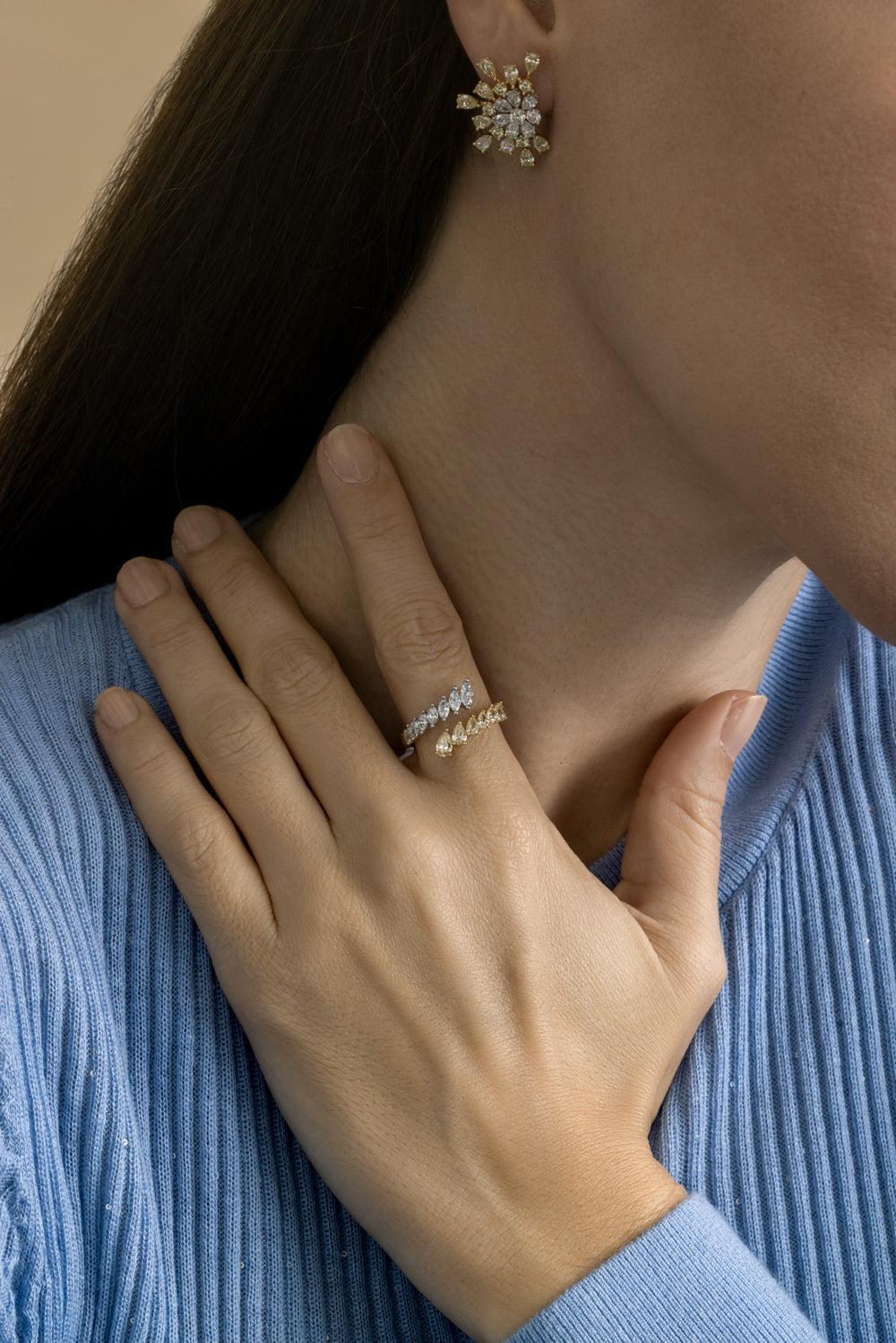 Teardrop Diamond Open Ring-WHITE GOLD-6.5-JEWELRYFINE JEWELRING-ARZANO