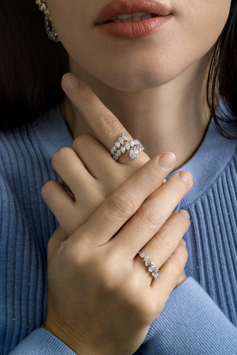 Diamond Raindrop Ring-YELLOW GOLD-7-JEWELRYFINE JEWELRING-ARZANO