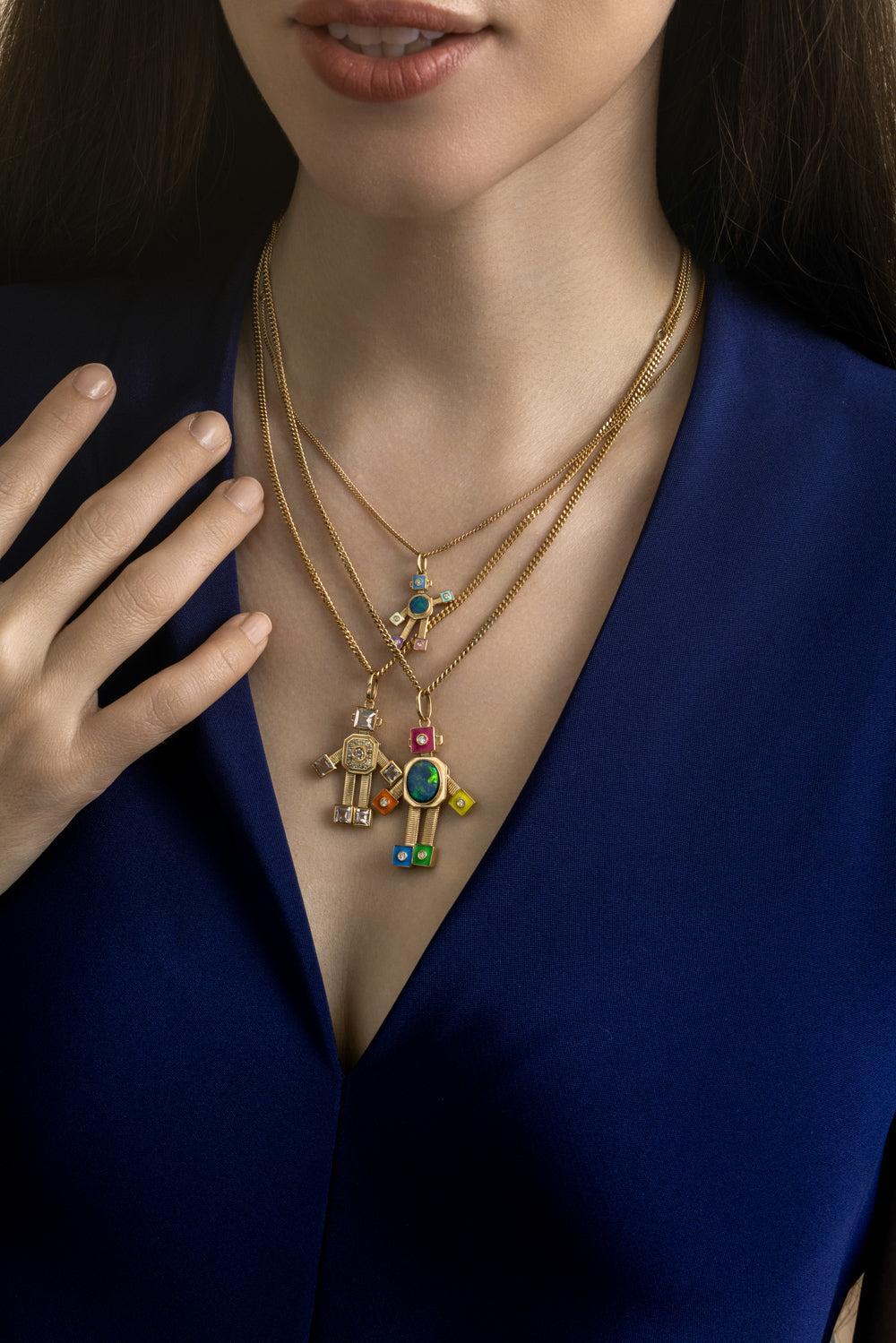 Sogno Heart Midi Robot Pendant-YELLOW GOLD-JEWELRYFINE JEWELPENDANT-VAN