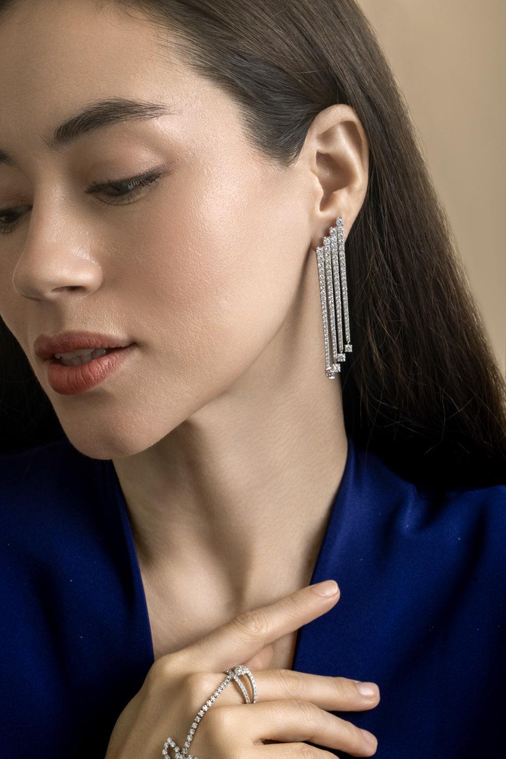 Diamond Drop Earrings-WHITE GOLD-JEWELRYFINE JEWELEARRING-STEFERE