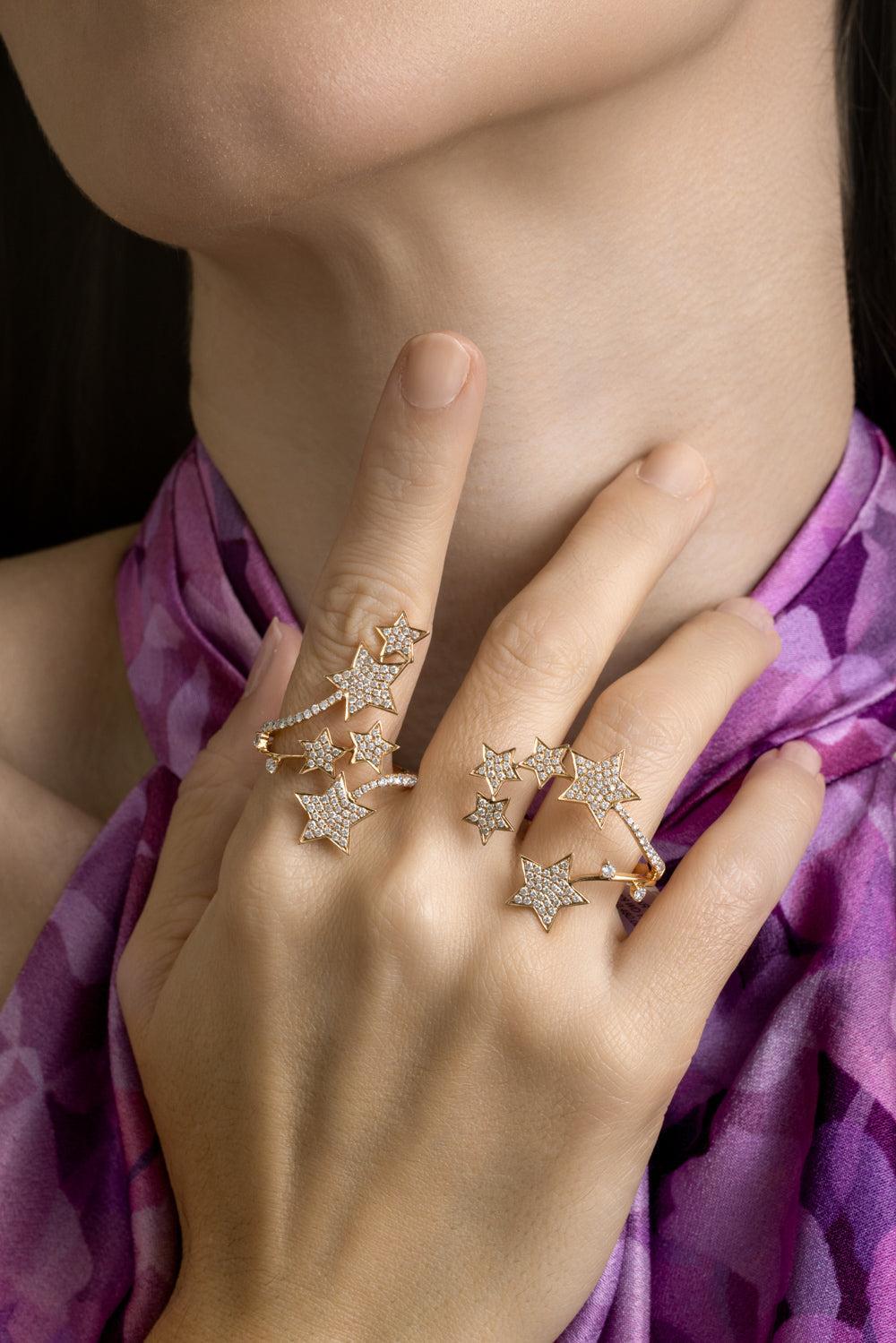 Diamond Star Multifinger Ring-ROSE GOLD-7-JEWELRYFINE JEWELRING-STEFERE