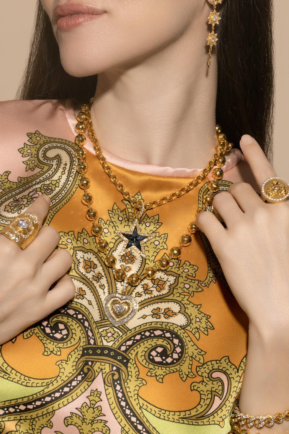 Diamond Fancy Cut Heart Pendant-YELLOW GOLD-JEWELRYFINE JEWELPENDANT-BUDDHA MAMA