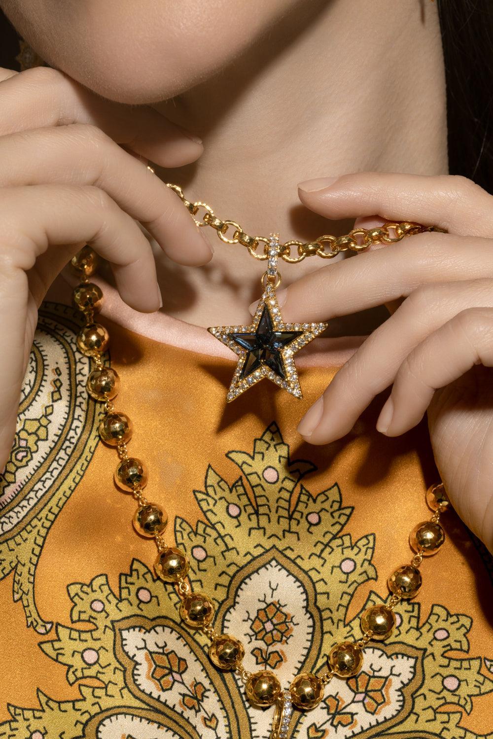 Tanzanite Kite Star Pendant-YELLOW GOLD-JEWELRYFINE JEWELPENDANT-BUDDHA MAMA