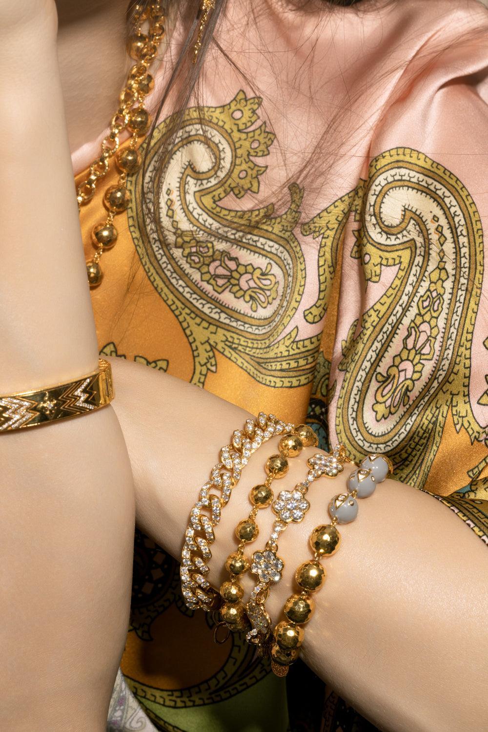 Disco Ball Chain Bracelet-YELLOW GOLD-7.5-JEWELRYFINE JEWELBRACELET O-BUDDHA MAMA