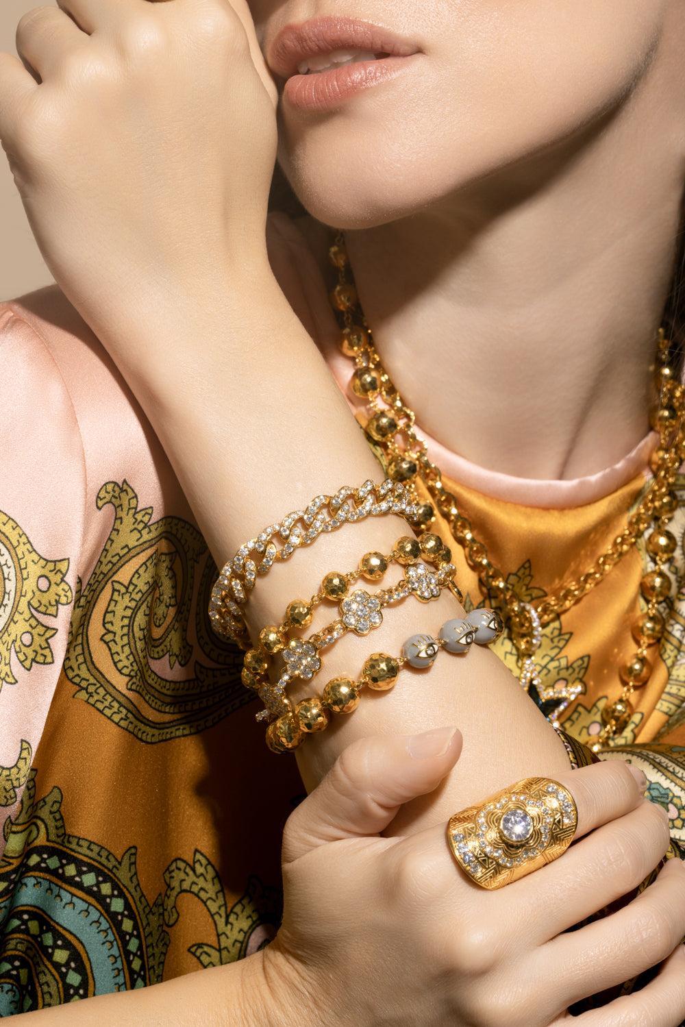 Disco Ball Chain Bracelet-YELLOW GOLD-7.5-JEWELRYFINE JEWELBRACELET O-BUDDHA MAMA