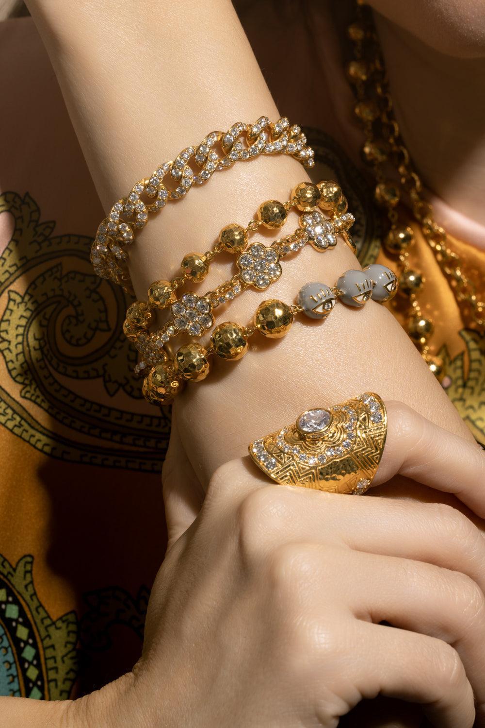 Disco Ball Chain Bracelet-YELLOW GOLD-7.5-JEWELRYFINE JEWELBRACELET O-BUDDHA MAMA