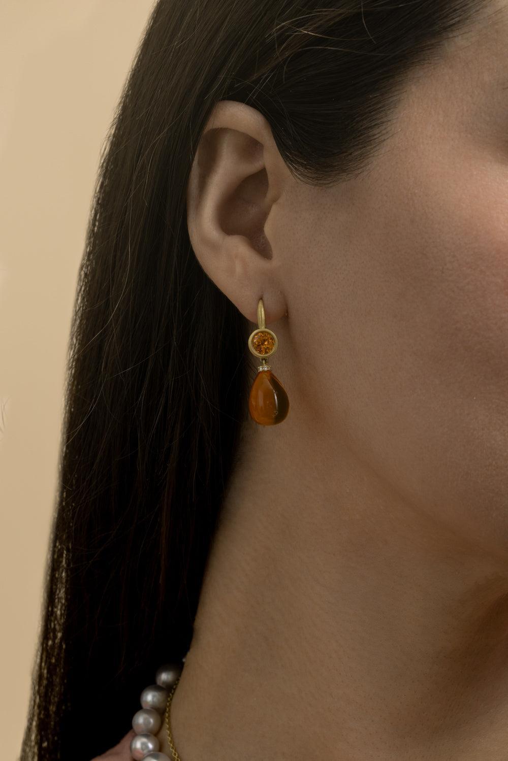 Fire Opal Drop Earrings-YELLOW GOLD-JEWELRYFINE JEWELEARRING-LEIGH MAXWELL