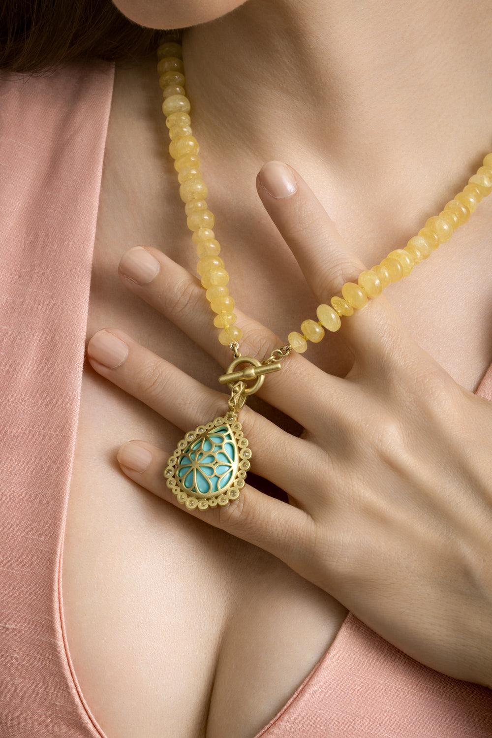 Danburite Bead Necklace-YELLOW GOLD-18-JEWELRYFINE JEWELNECKLACE O-LEIGH MAXWELL