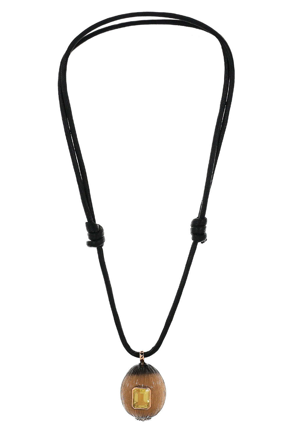 Lemon Quartz Shell Cord Necklace
