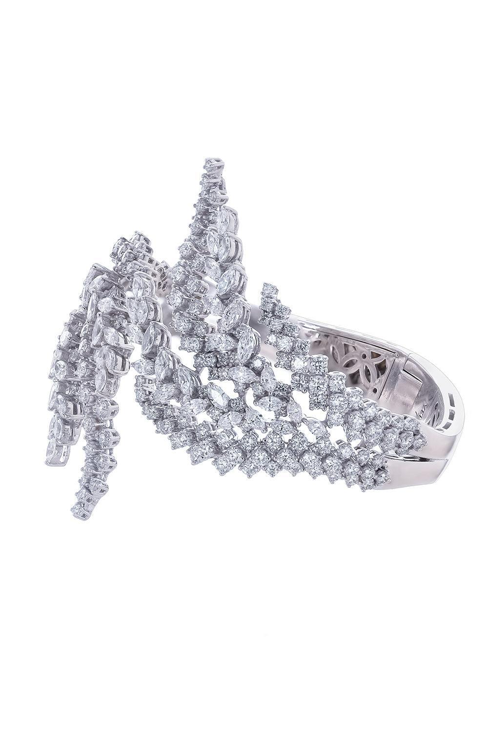 Diamond Y Couture Bangle Bracelet-WHITE GOLD-JEWELRYFINE JEWELBRACELET O-YEPREM JEWELLERY