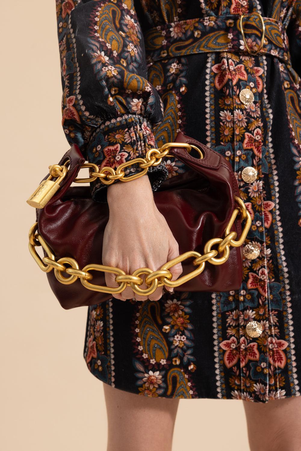 Mini Sync Bag - Aubergine-AUBERGNE-HANDBAGTOP HANDLE-BALMAIN