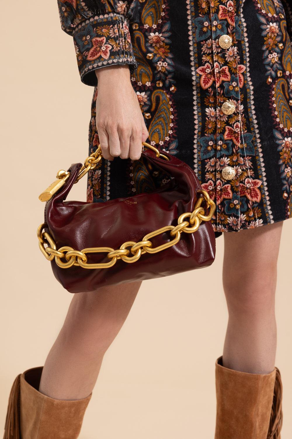 Mini Sync Bag - Aubergine-AUBERGNE-HANDBAGTOP HANDLE-BALMAIN