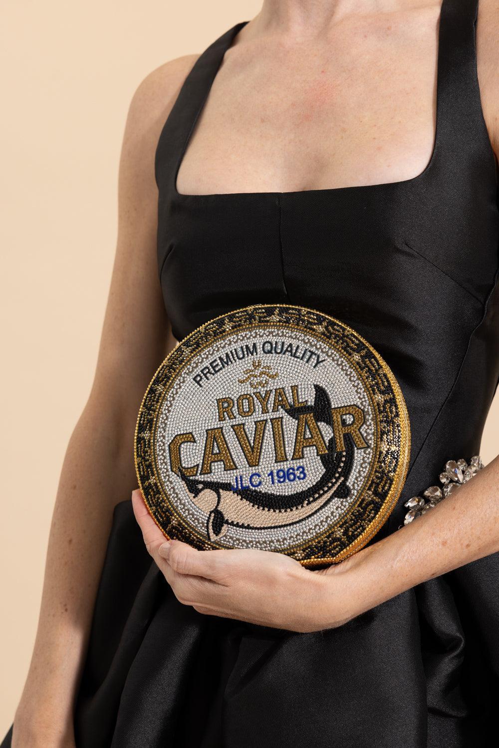 Disc Royal Caviar Clutch-SLVBKGLD-HANDBAGCLUTCHES-JUDITH LEIBER