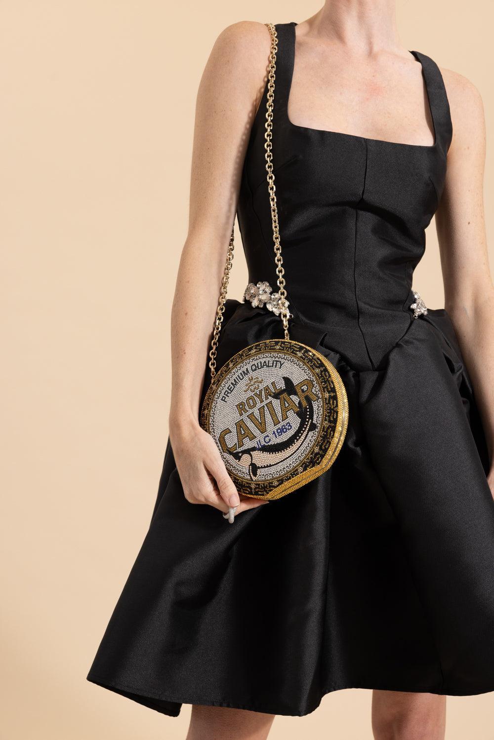 Disc Royal Caviar Clutch-SLVBKGLD-HANDBAGCLUTCHES-JUDITH LEIBER