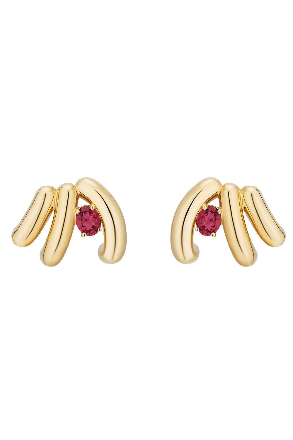 Rubellite Siren Cove Ear Climber-YELLOW GOLD-JEWELRYFINE JEWELEARRING-MASON & BOOKS