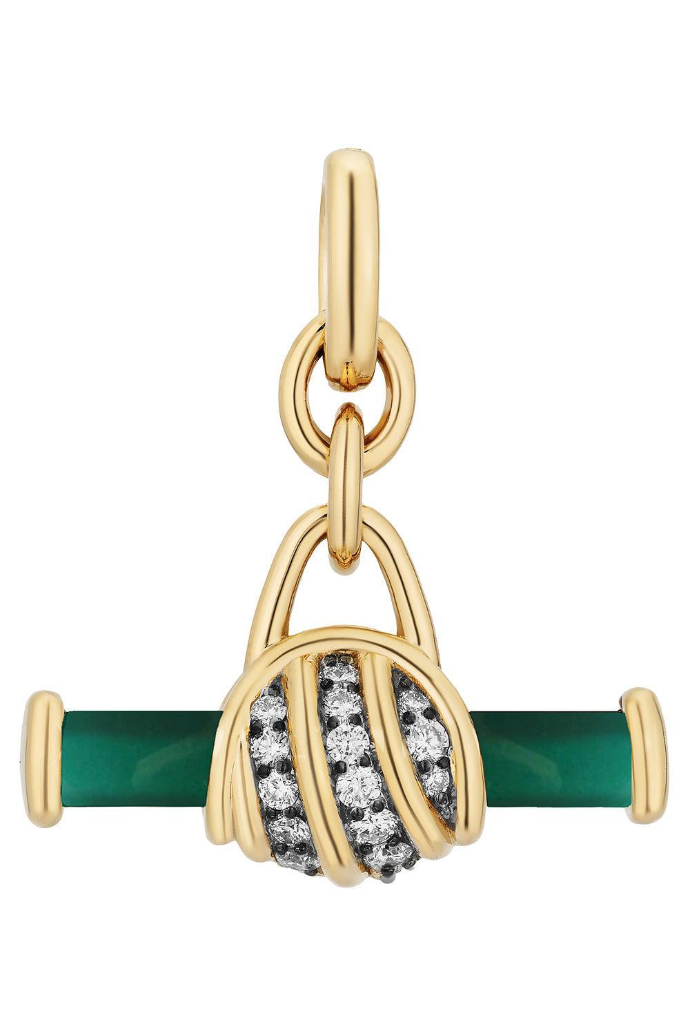 Green Onyx Diamond Bar Floret Pendant-YELLOW GOLD-JEWELRYFINE JEWELPENDANT-MASON & BOOKS